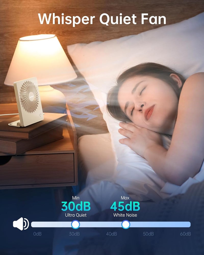 TriPole Mini Desk Fan USB Powered Portable Fan Small Personal Fan 3 Speeds Strong Airflow Table Fan for Travel Home Office Bedroom Desktop, 3.3ft Cable (No Battery, Beige) - Image 3